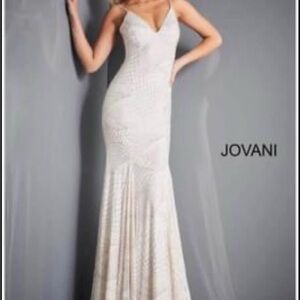 Jovani 05960 V neck Glitter Prom Dress